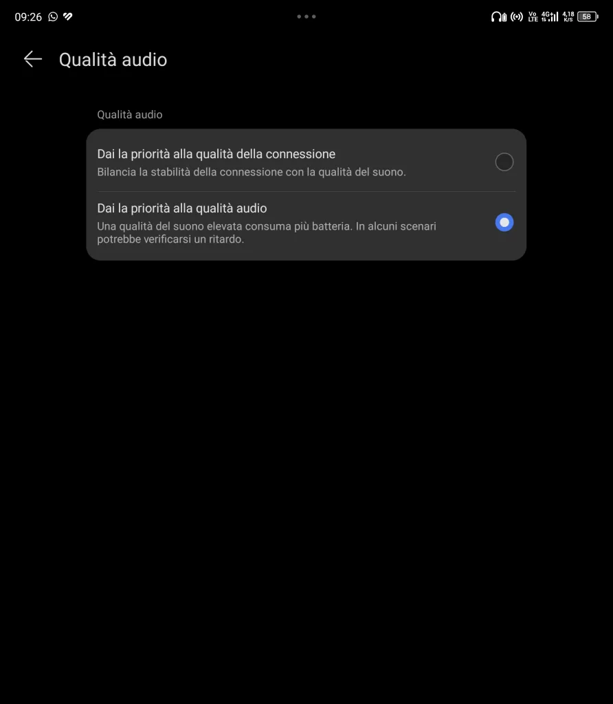 Qualità Audio