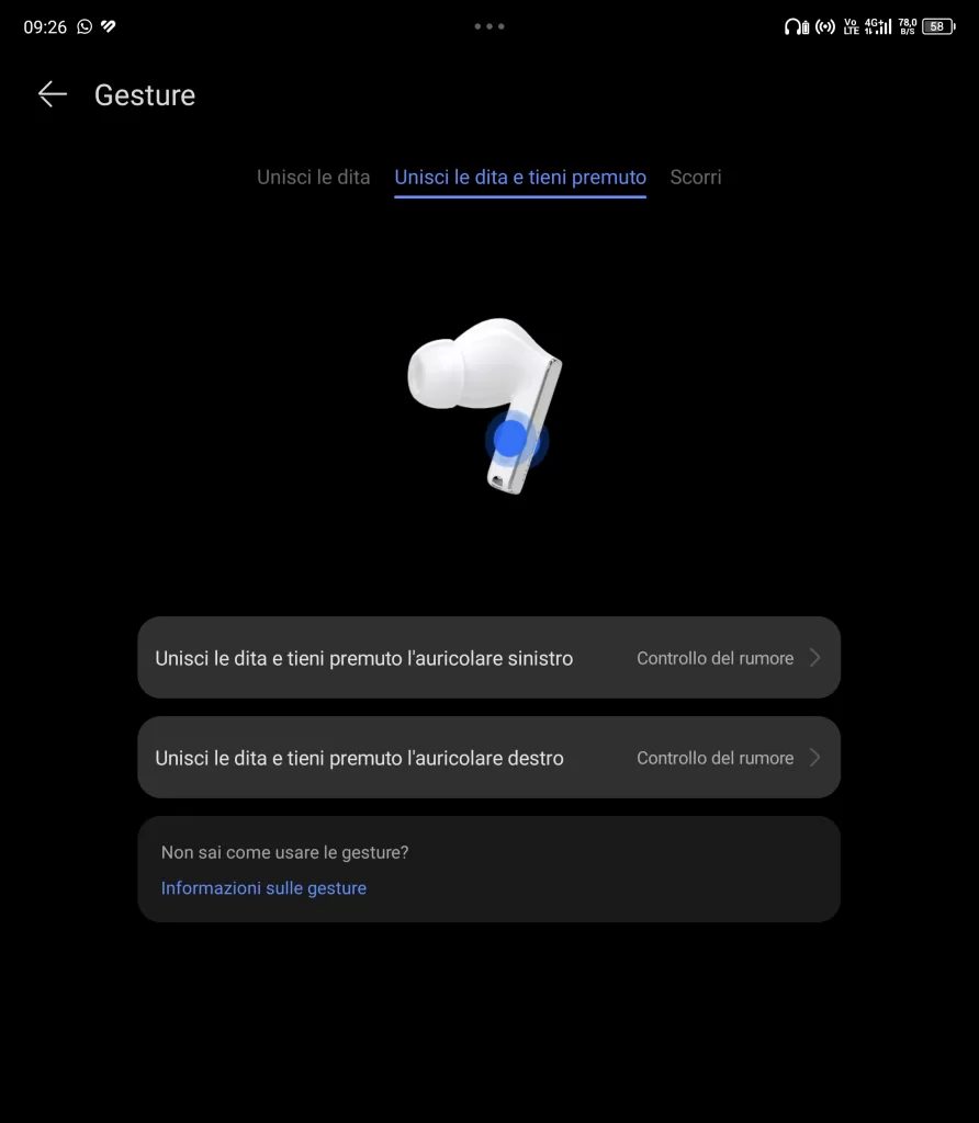 Personalizzazione Gesture