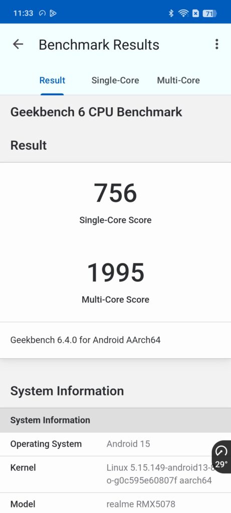 Realme 14T 5G - Geekbench 6