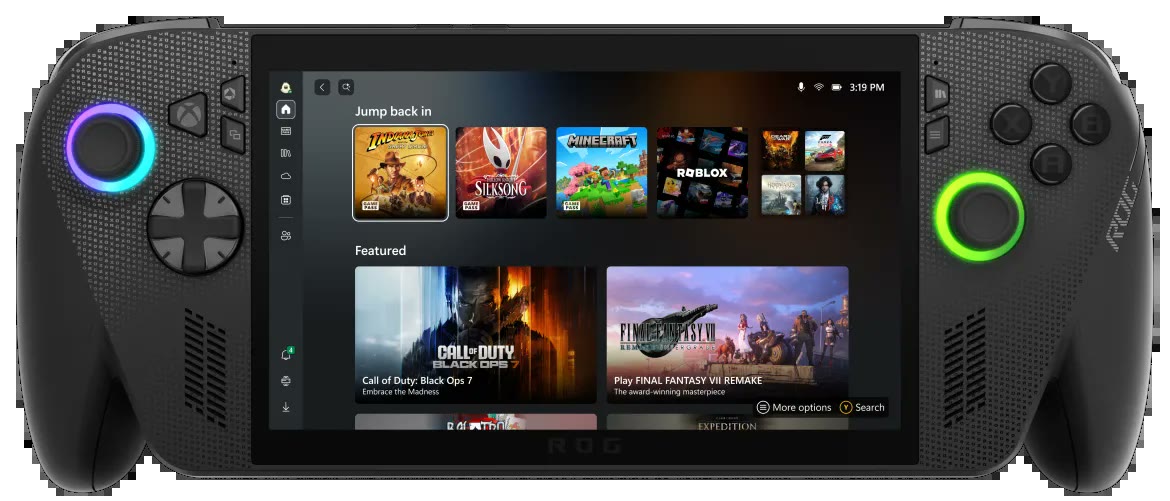 ROG Xbox Ally X, uno degli handheld citati da AMD per l’espansione di FSR 4.1. Immagine: ASUS.