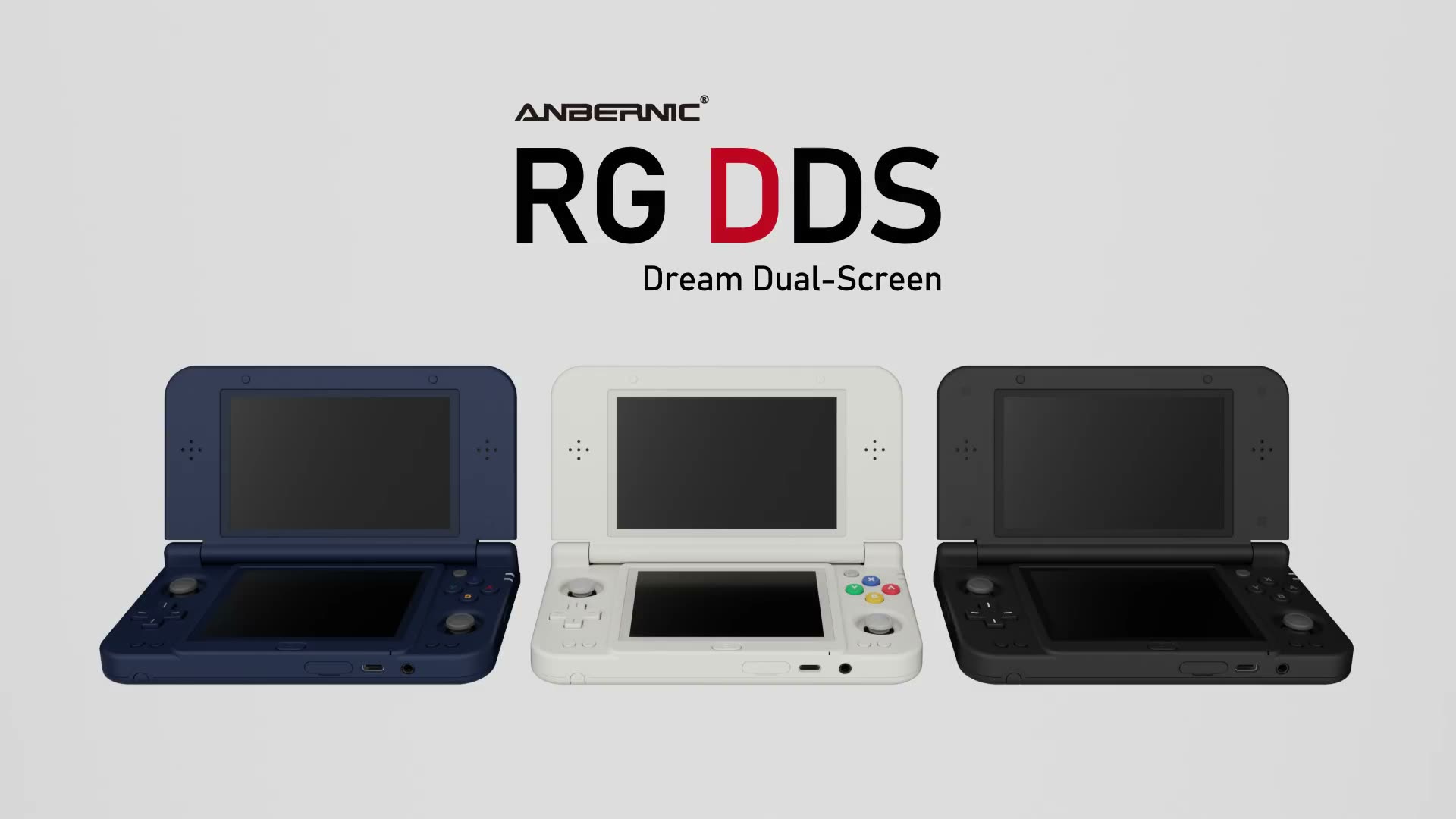 Le tre colorazioni di Anbernic RG DDS nel video ufficiale
