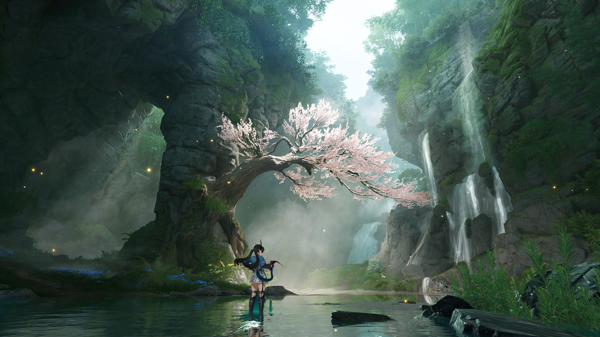 Paesaggio naturale con cascata in Arknights Endfield