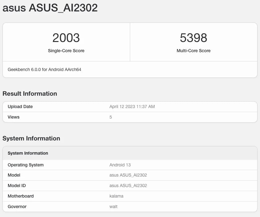 Asus Zenfone 10 Geekbench