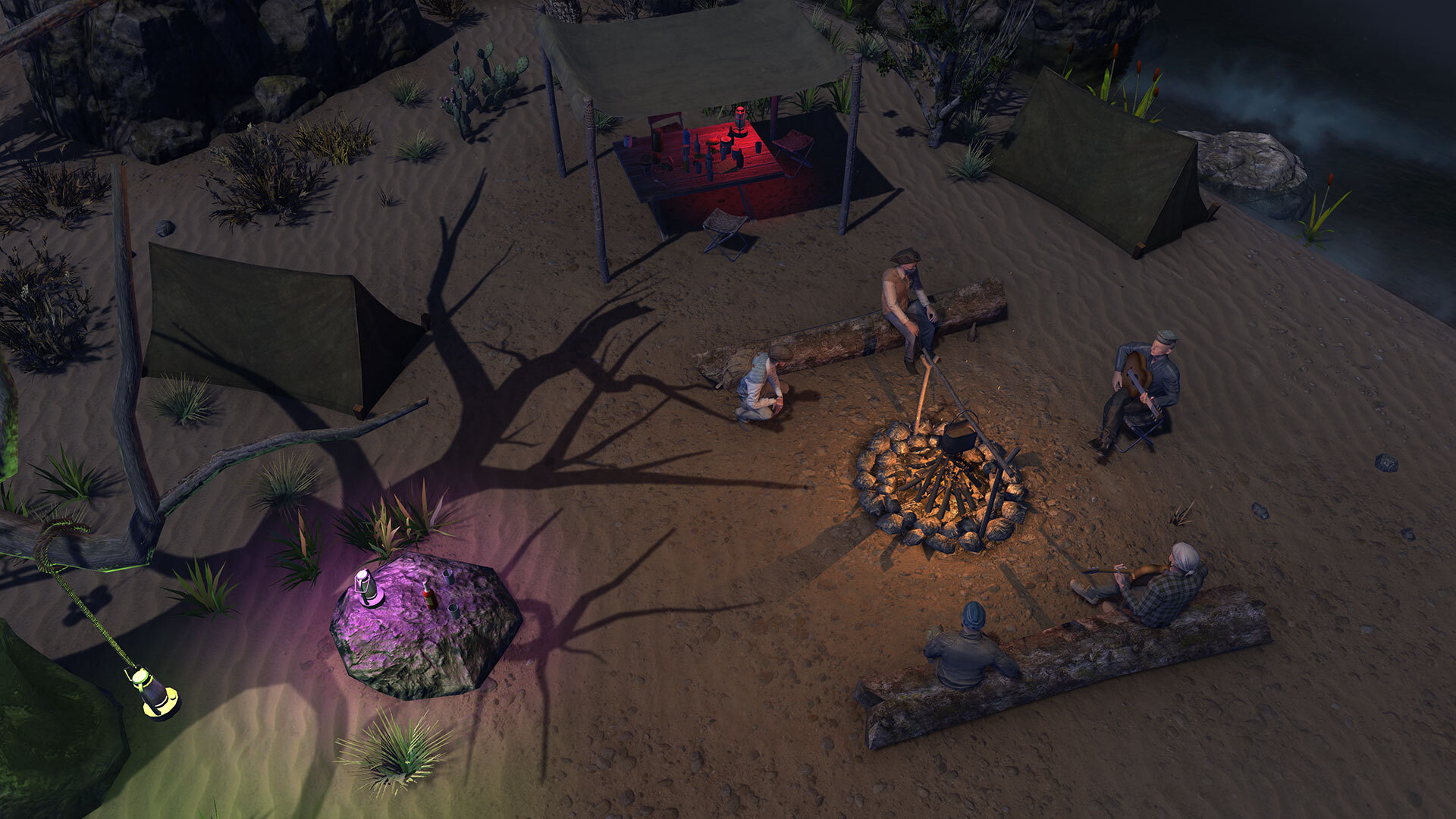 Accampamento notturno di Plague Island in ATOM RPG