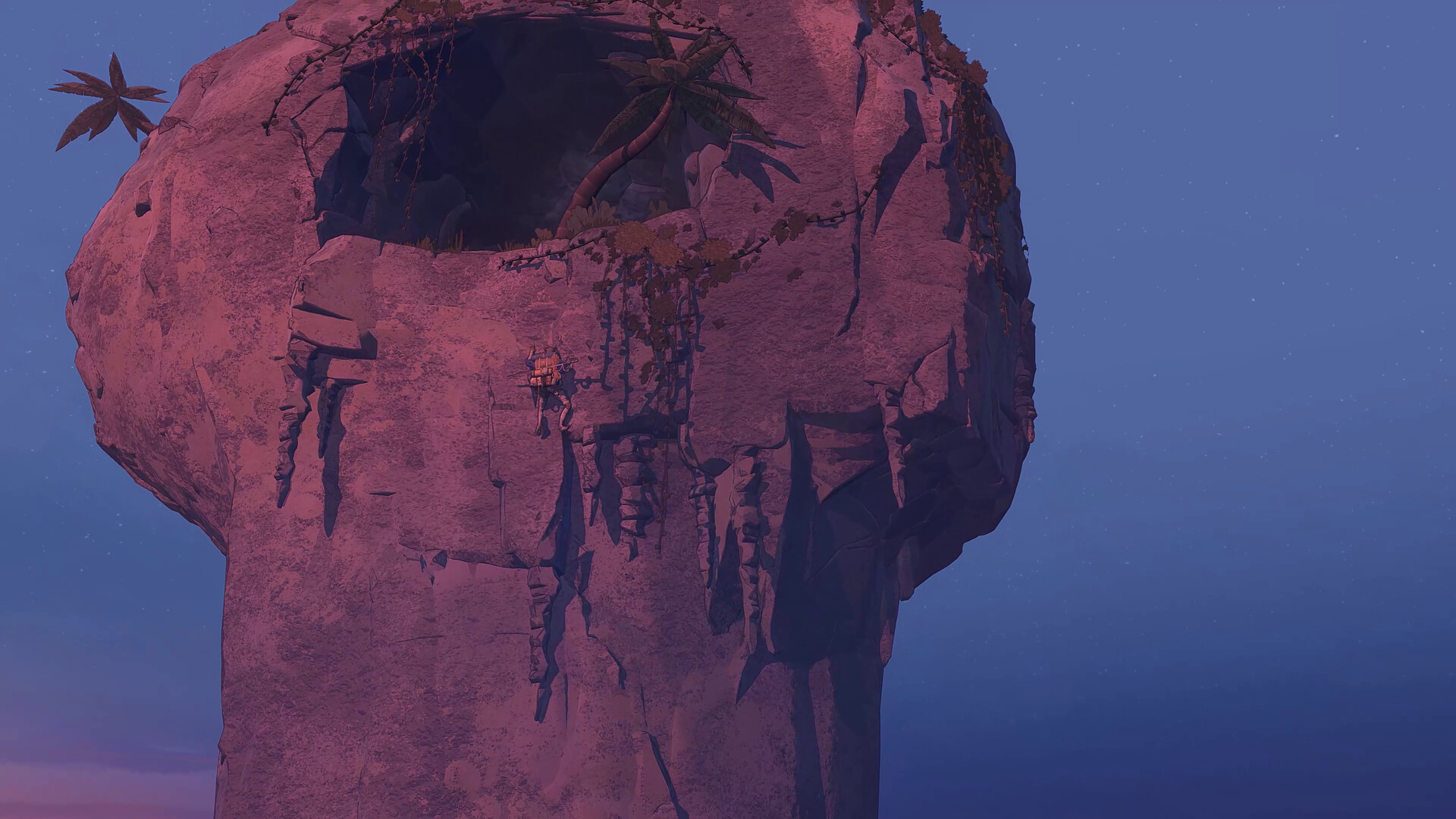 Parete rocciosa al tramonto, screenshot ufficiale di contesto del DLC — Cairn.