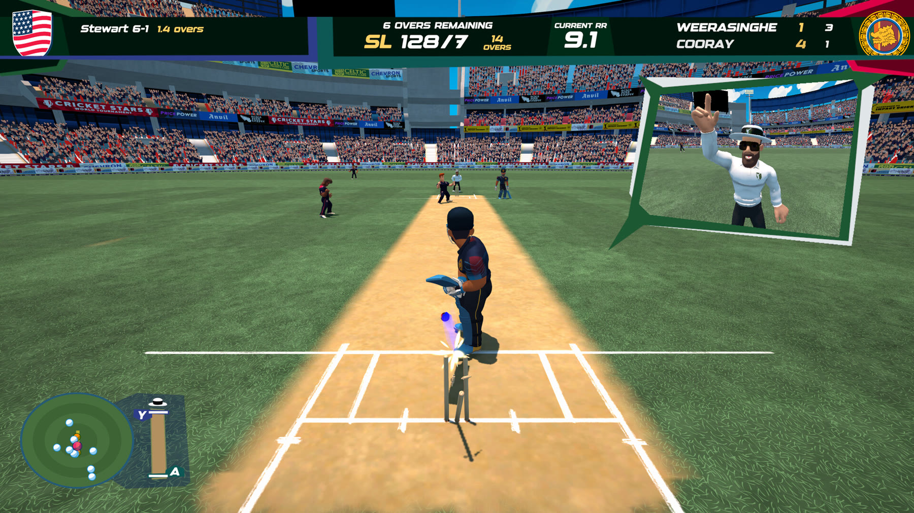 Una fase di battuta di Don Bradman Cricket Jr, dalla gallery ufficiale Steam. Immagine: Tru Blu Games.
