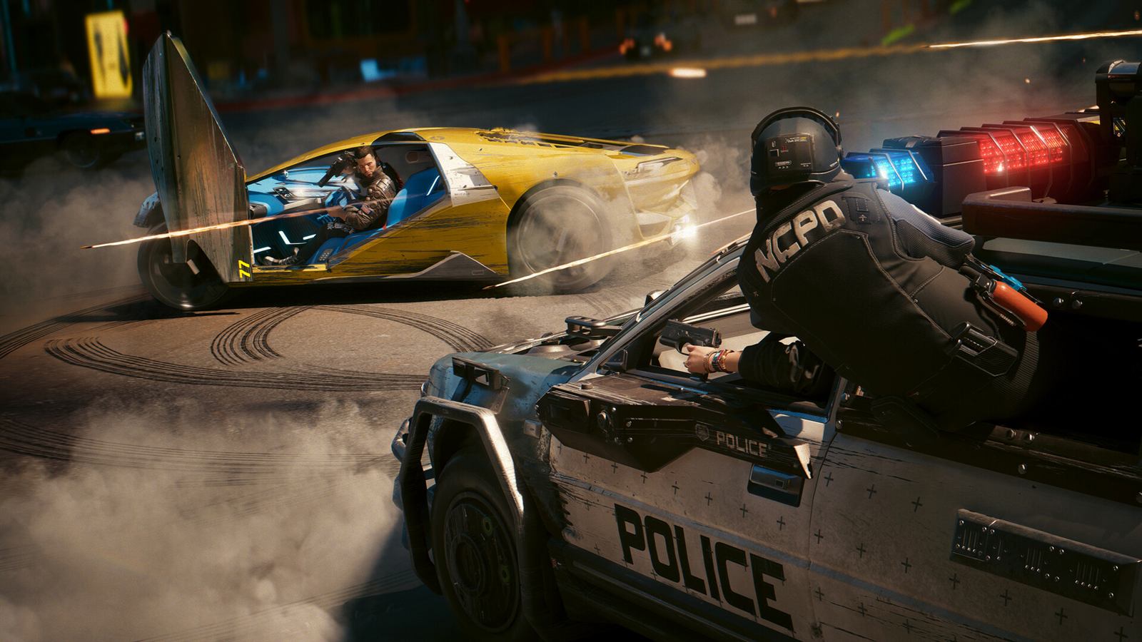 Inseguimento nelle strade di Night City in Cyberpunk 2077