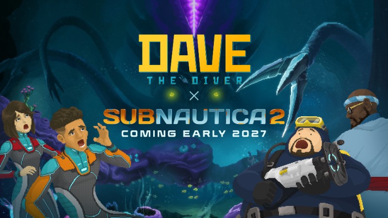 Dave the Diver incontra Subnautica 2, illustrazione ufficiale del crossover Mintrocket