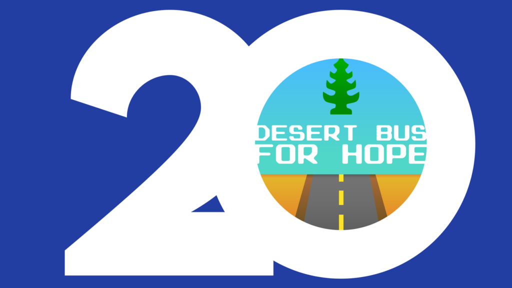 Desert Bus for Hope 2026: artwork ufficiale che celebra la ventesima edizione.