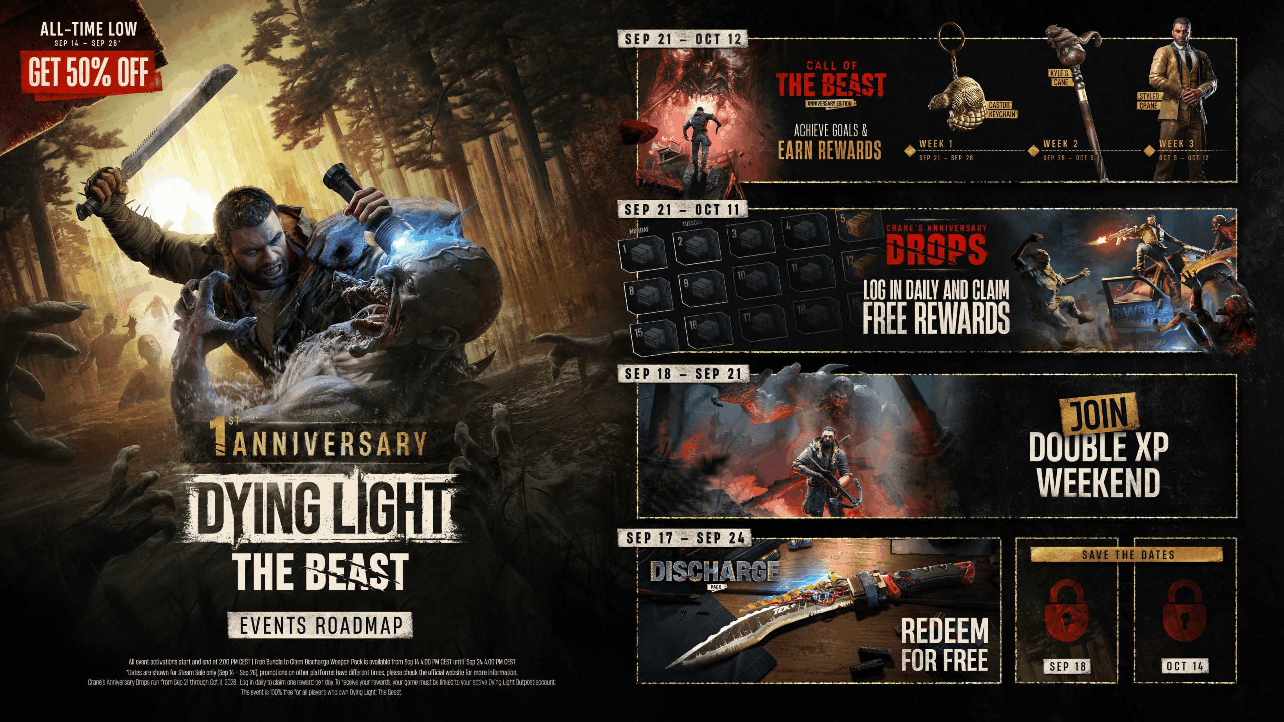 Calendario ufficiale del primo anniversario — Dying Light: The Beast.