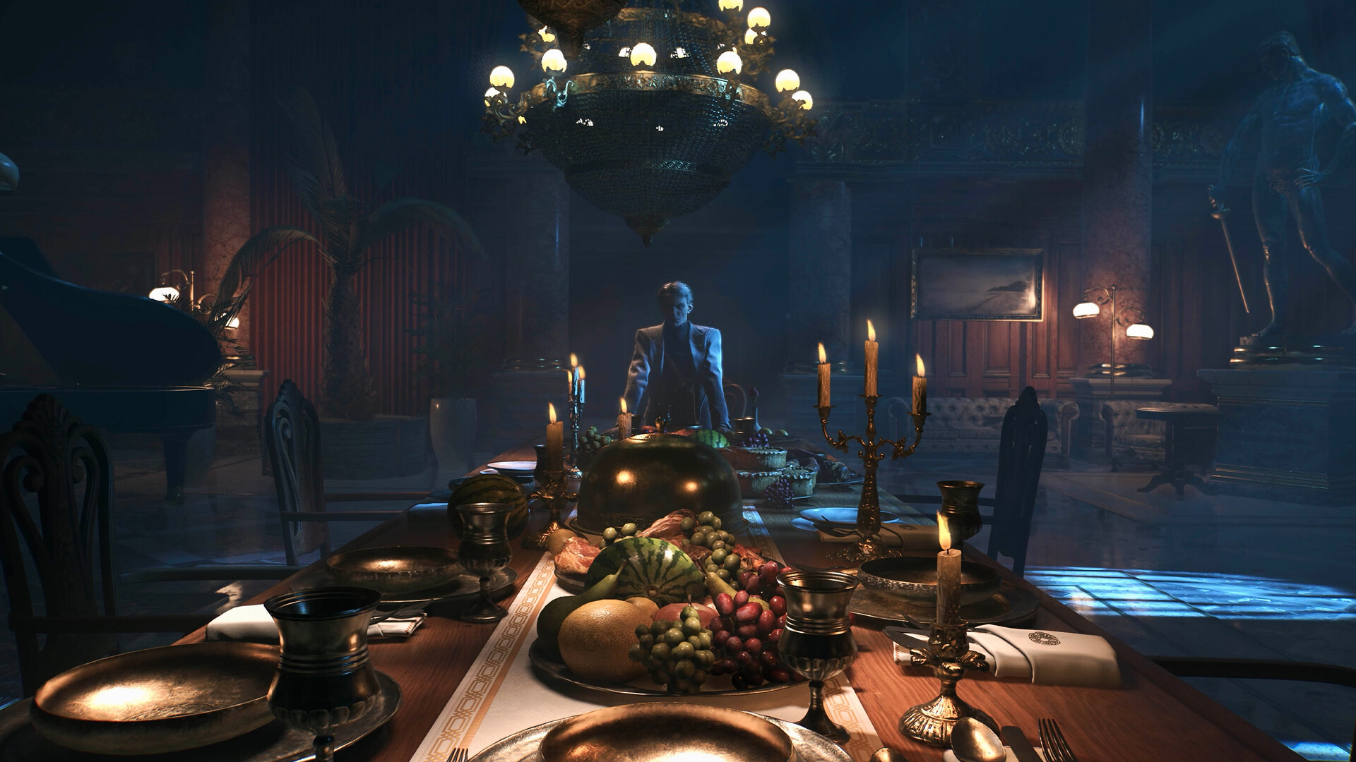Un personaggio seduto a tavola in un interno illuminato — Dying Light: The Beast. Immagine generale del gioco; non è una prova della modalità Restored Land.