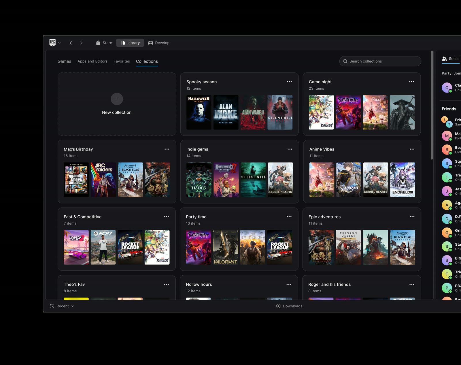 Le raccolte personalizzabili nella nuova libreria di Epic Games Launcher