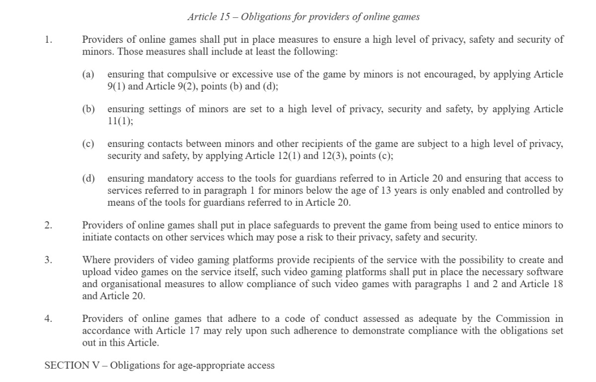 Un articolo della proposta EU Kids Act