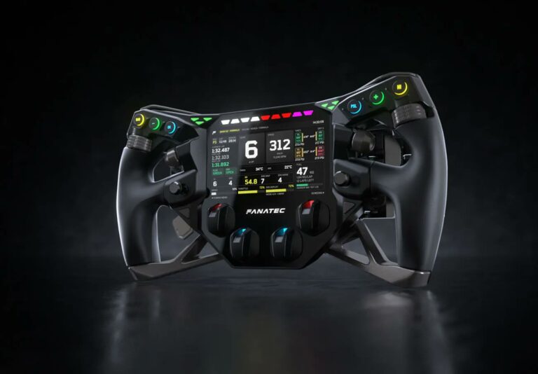 Fanatec Project Obsidian: il prototipo con display a colori da 5 pollici. Immagine ufficiale Fanatec.