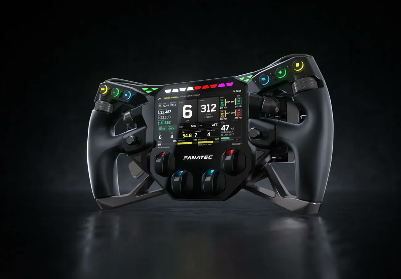 Fanatec Project Obsidian: il prototipo con display a colori da 5 pollici. Immagine ufficiale Fanatec.