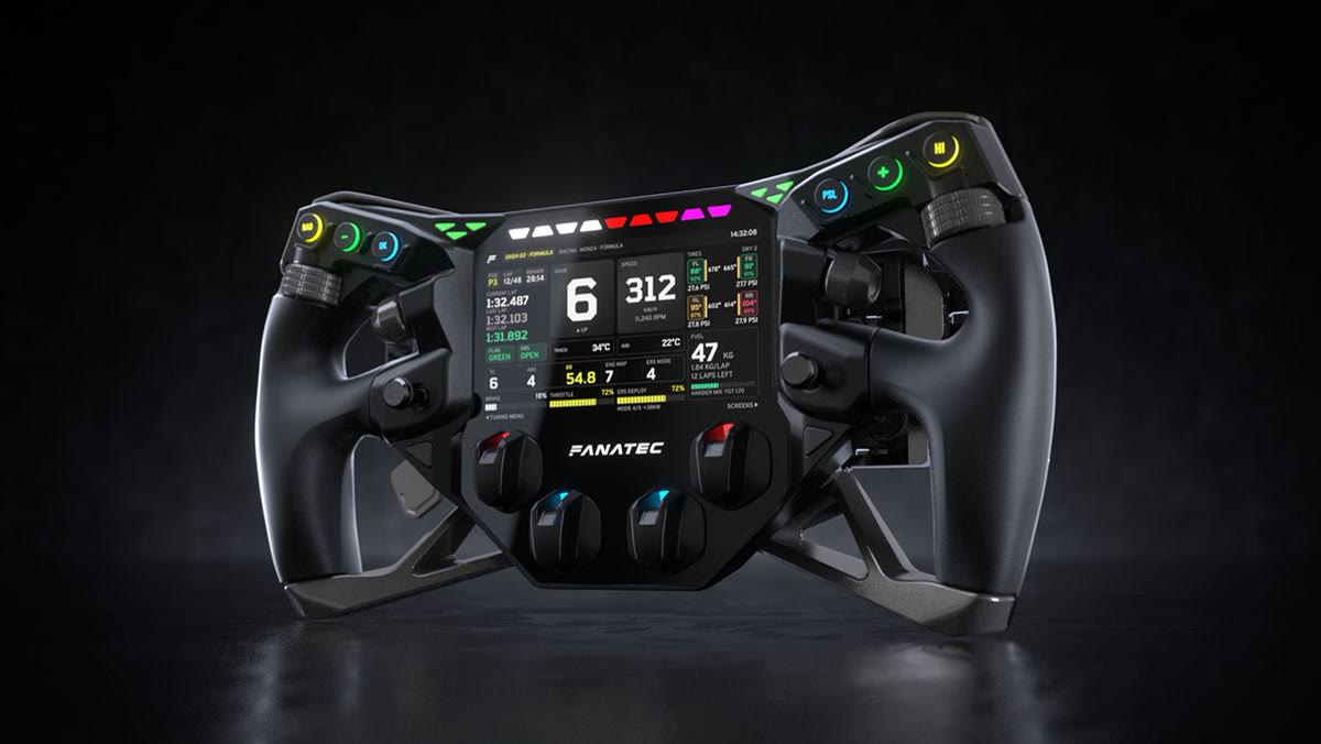 Display, comandi illuminati e struttura di Obsidian nel materiale ufficiale Fanatec.