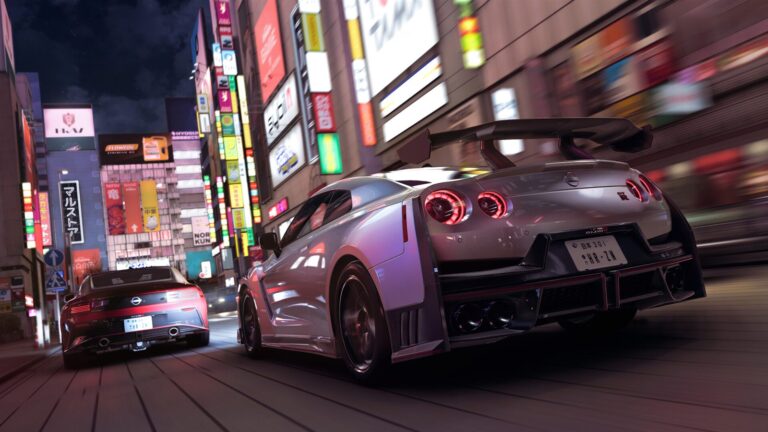 Due auto sportive nelle strade di Tokyo in Forza Horizon 6, immagine ufficiale Playground Games