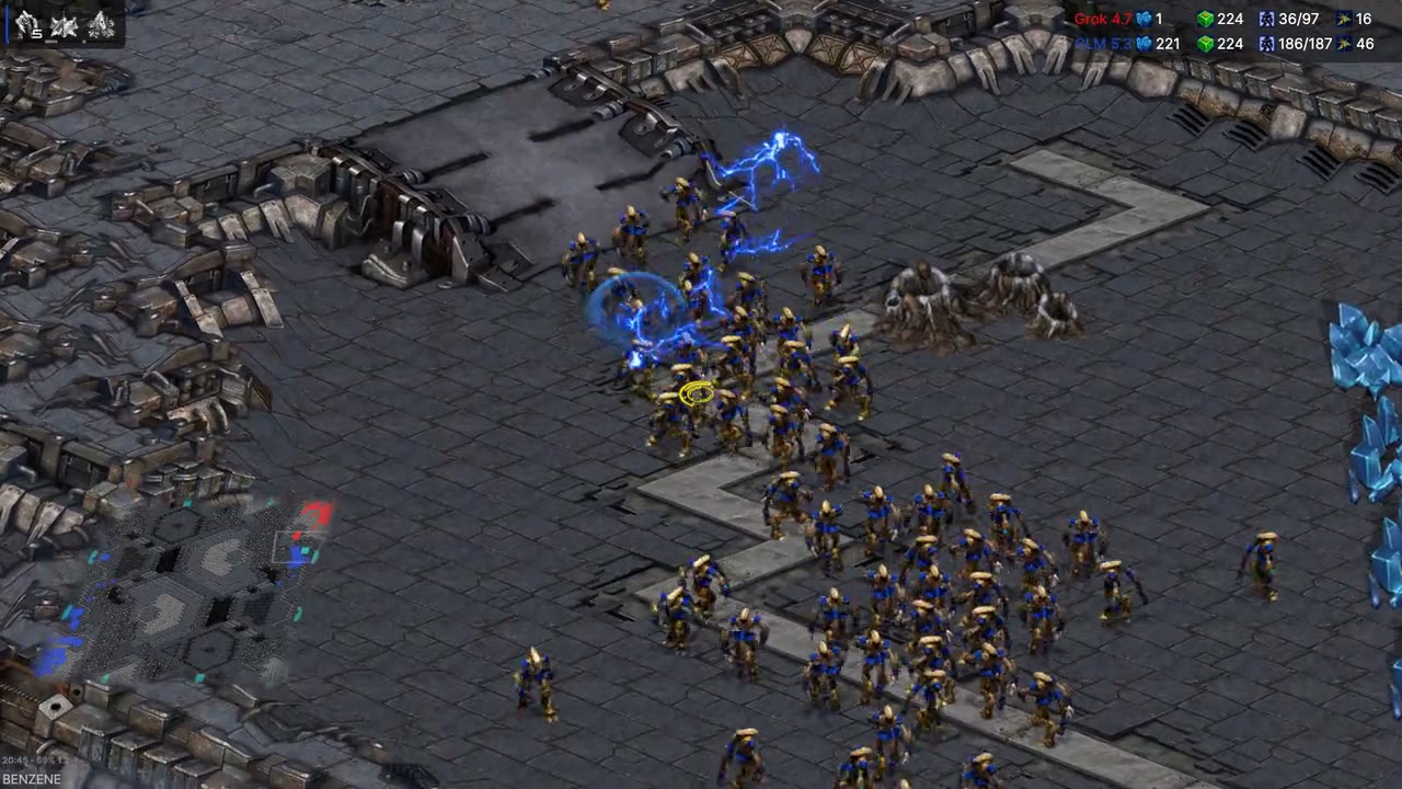 Uno scontro tra bot nel benchmark StarSkirmish