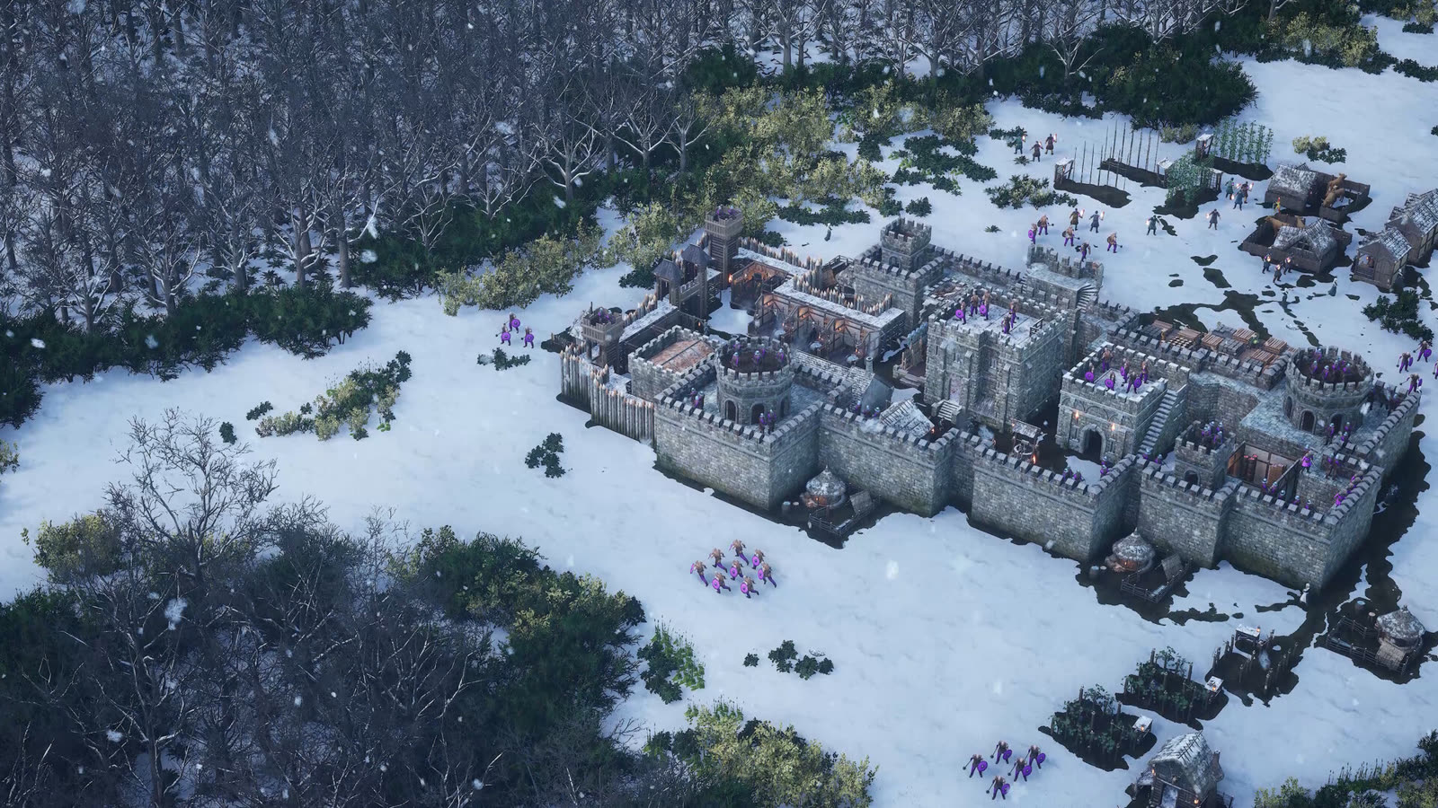 Castello fortificato in una mappa innevata di Stronghold 4