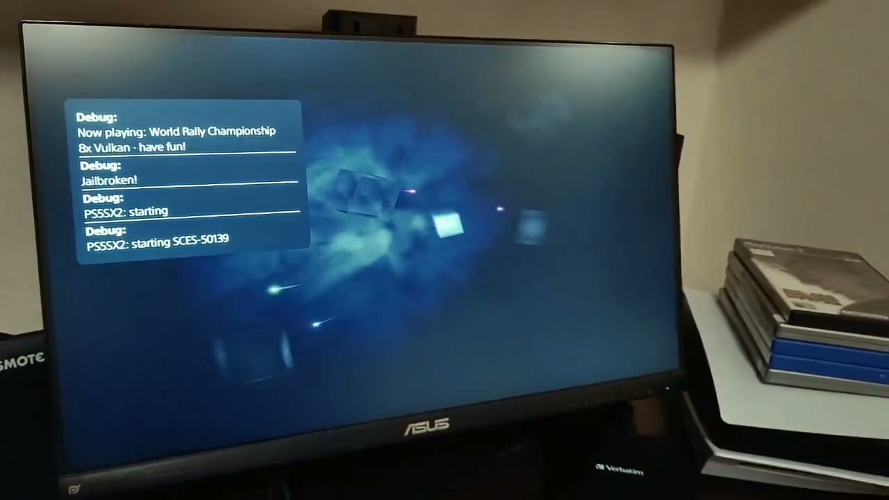 PS5SX2 mostra messaggi di avvio di un gioco PS2 sulla console modificata