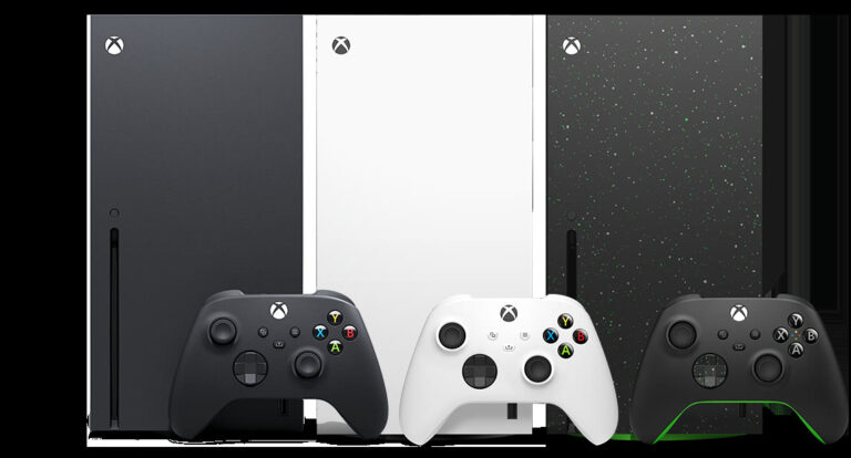 La famiglia Xbox Series X nel materiale ufficiale Microsoft. Immagine illustrativa del business Xbox.