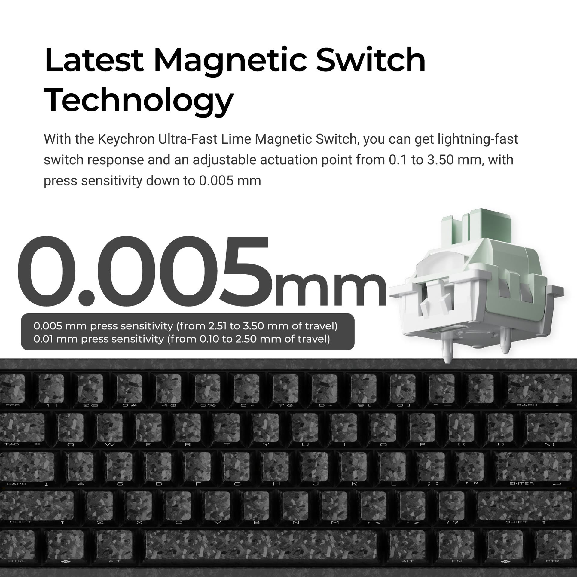 Gli switch Ultra-Fast Lime permettono di regolare il punto di attuazione.