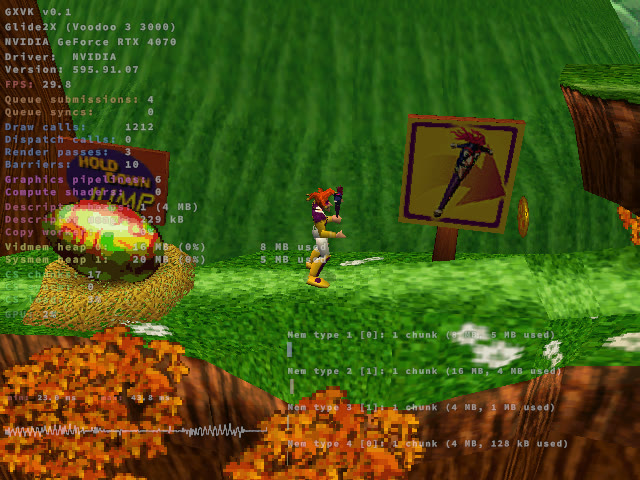 Pandemonium 2 eseguito con GXVK 0.1: immagine di test pubblicata nelle note ufficiali di D7VK 2.4.