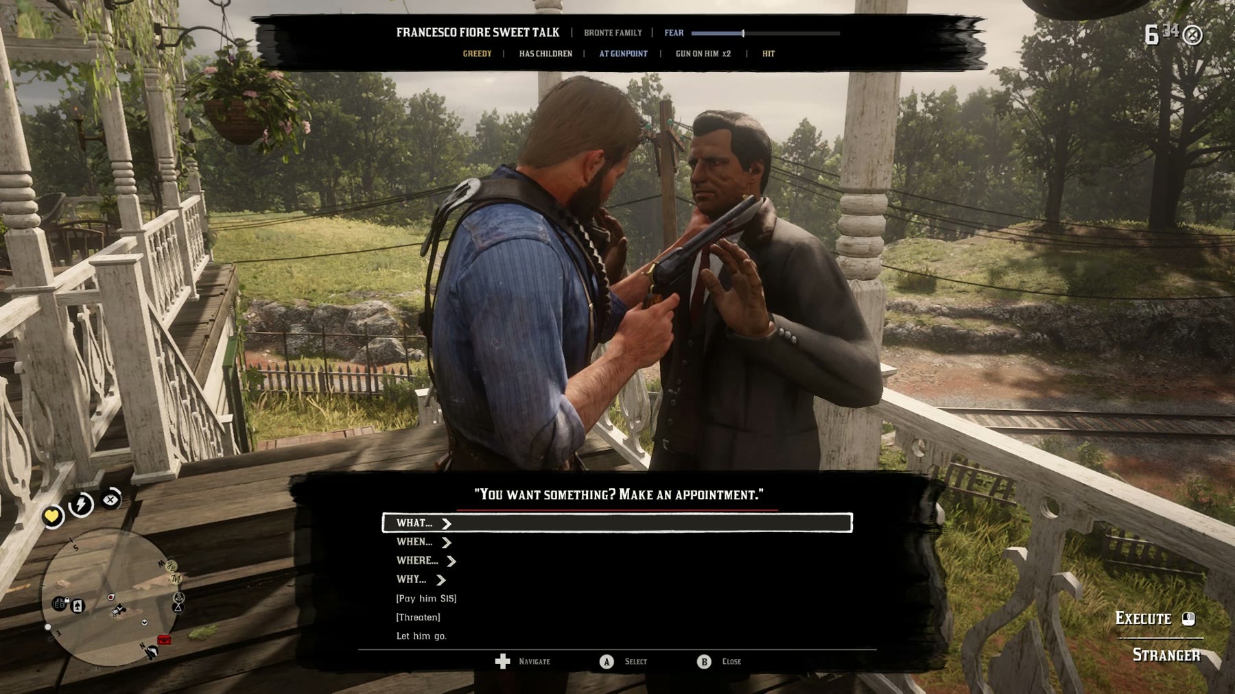 Un interrogatorio mostrato nelle immagini di enRAGE pubblicate da nicklovin99. Red Dead Redemption 2 © Rockstar Games; non è una prova Klav.