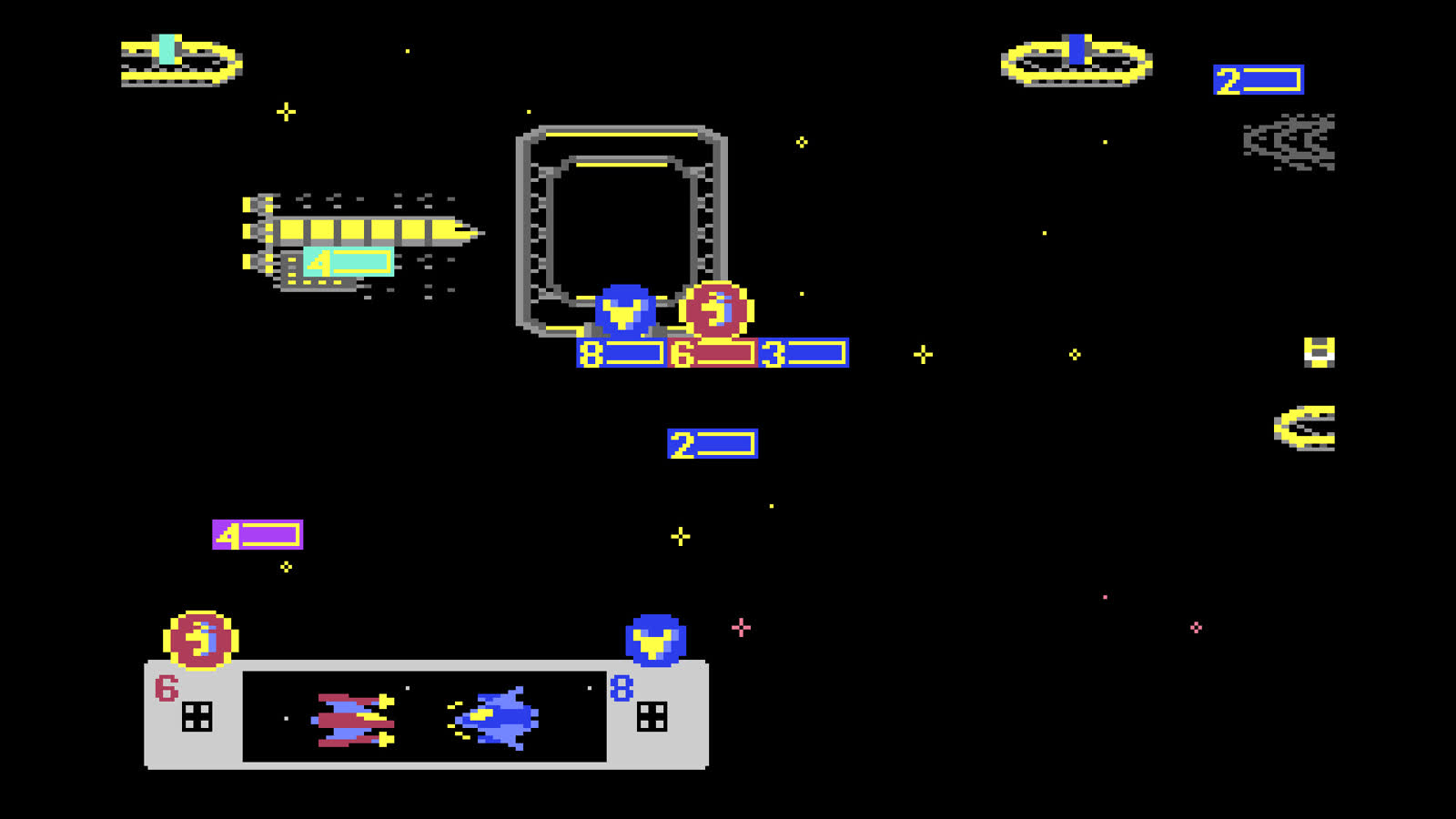 Uno scenario spaziale di INTERREGNUM per Commodore 64, dalla galleria ufficiale Steam.