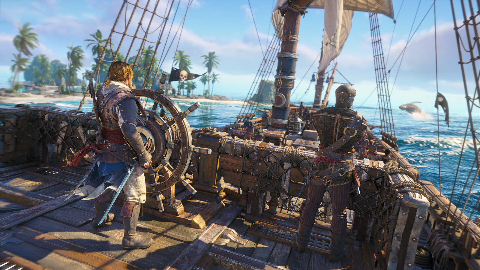 Edward al timone della Jackdaw: immagine ufficiale Ubisoft, non una prova della nuova patch.