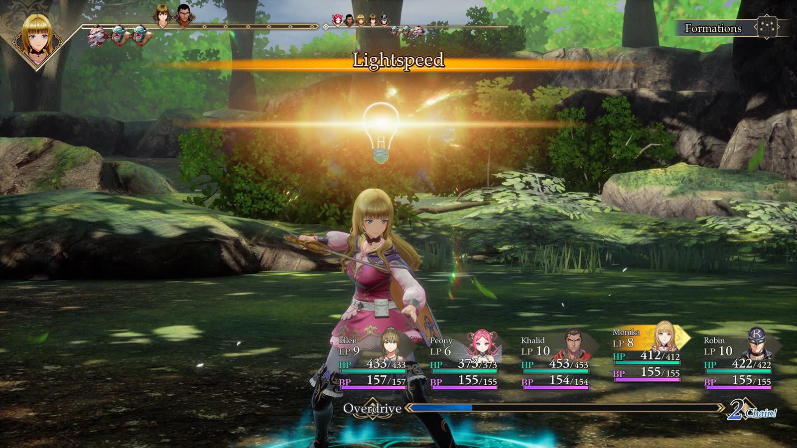 Un combattimento di Romancing SaGa 3: Destinies United: screenshot ufficiale Square Enix.