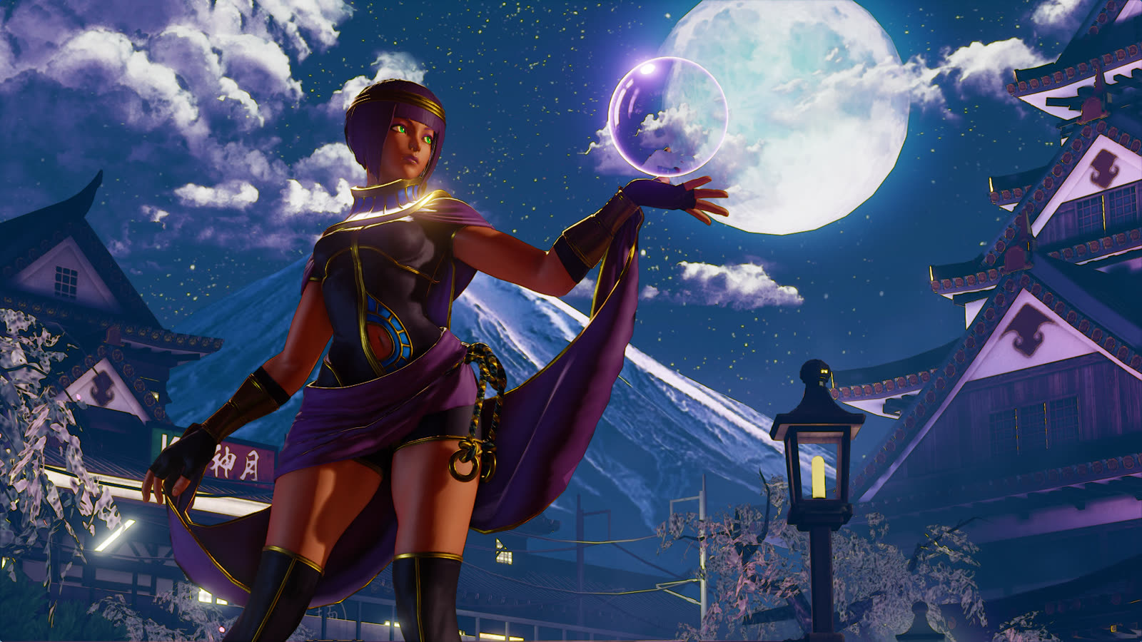 Menat in un’immagine ufficiale di Street Fighter V. Capcom distingue i contenuti offline dalle funzioni online in manutenzione.