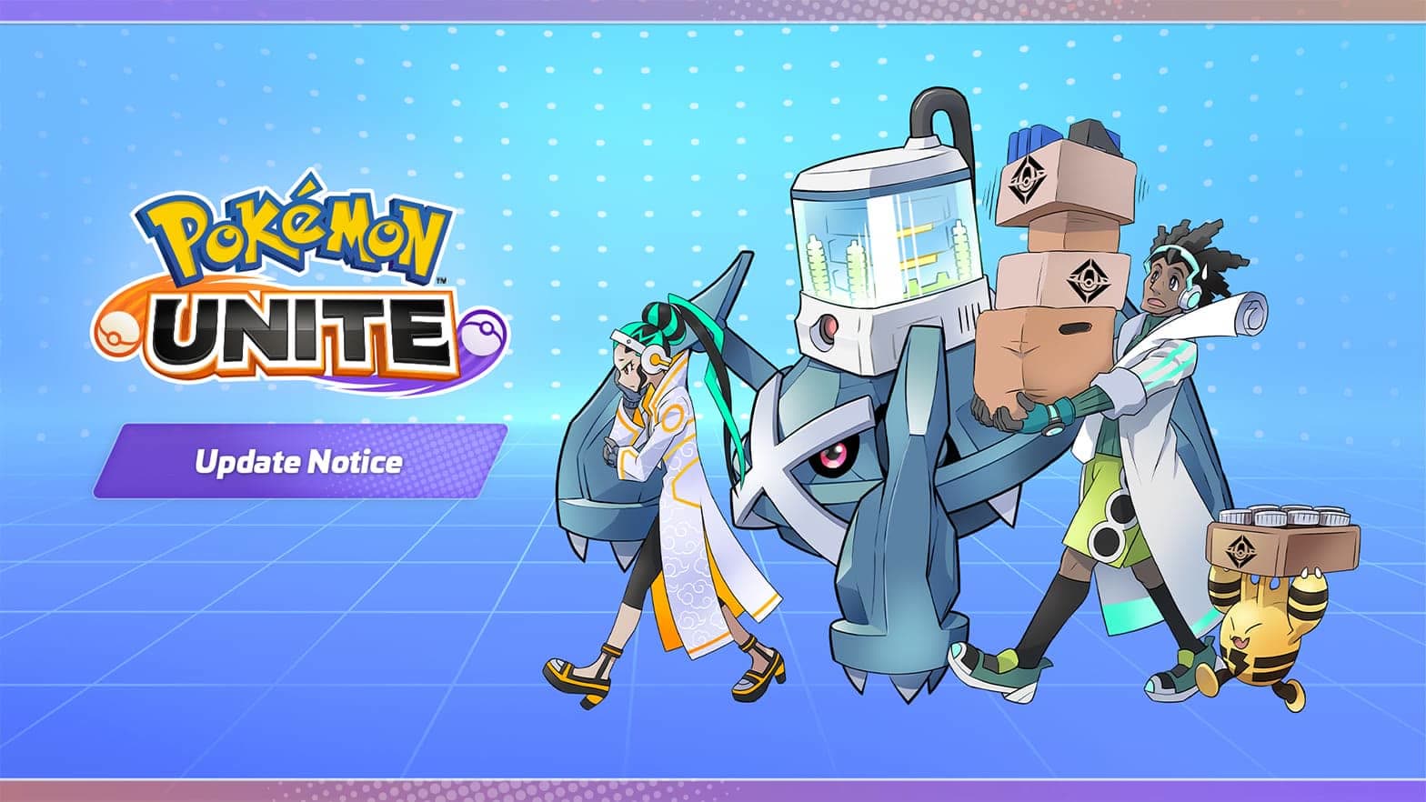 Il visual ufficiale della comunicazione di fine servizio di Pokémon UNITE, pubblicato da The Pokémon Company.