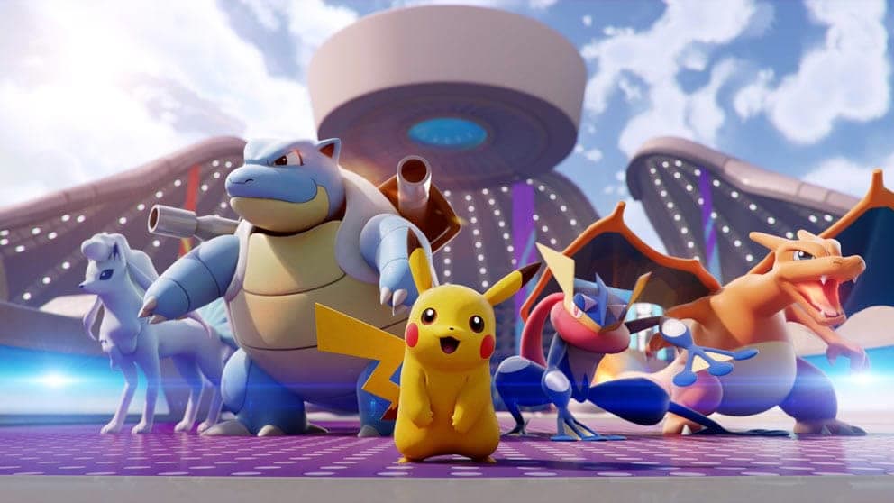 Pokémon UNITE in un visual promozionale ufficiale. La fine del servizio riguarda sia Switch sia dispositivi mobili.