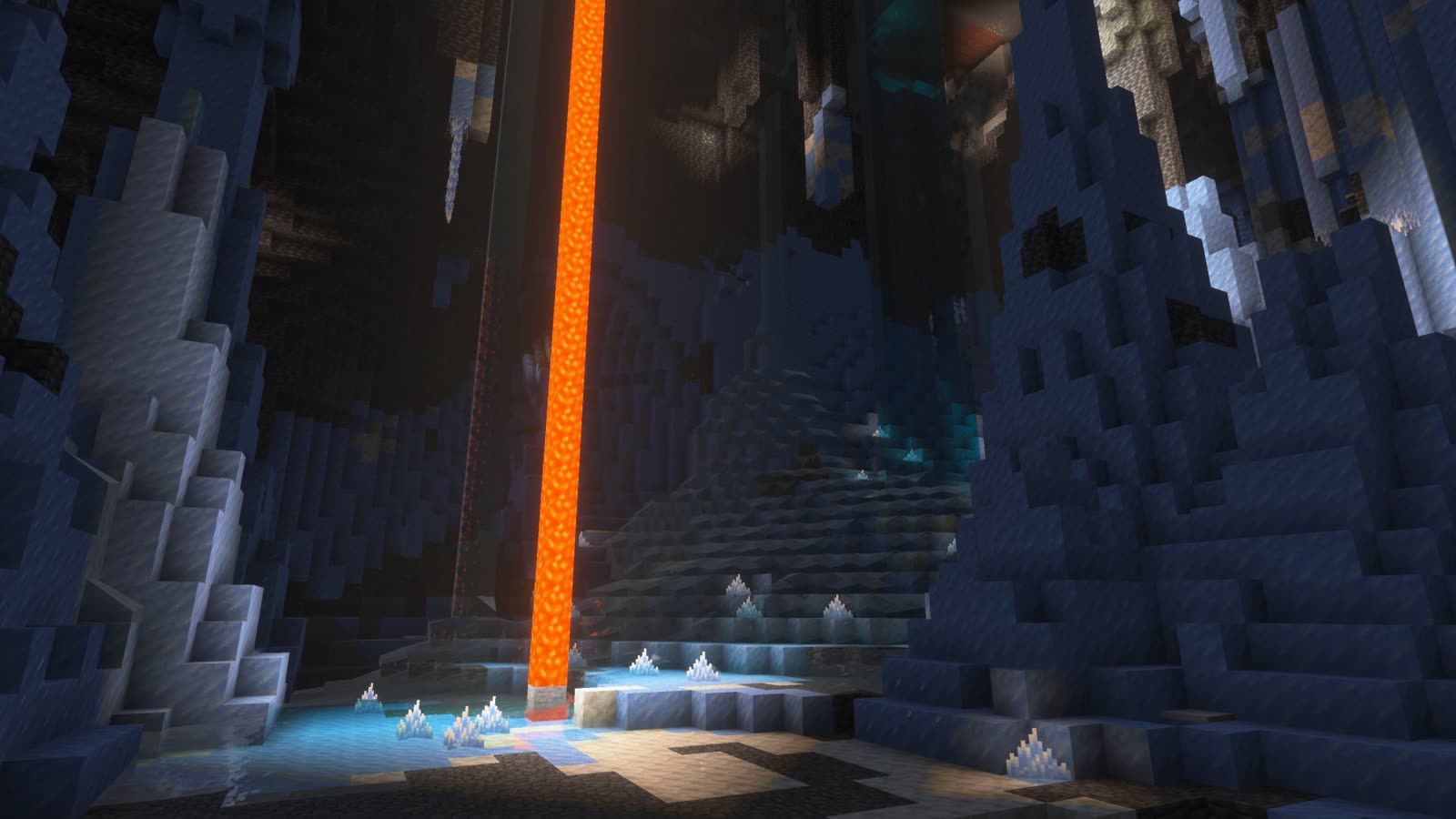Le Ice Caves nel materiale ufficiale dei test Mojang: il bioma resta fra le funzioni sperimentali.