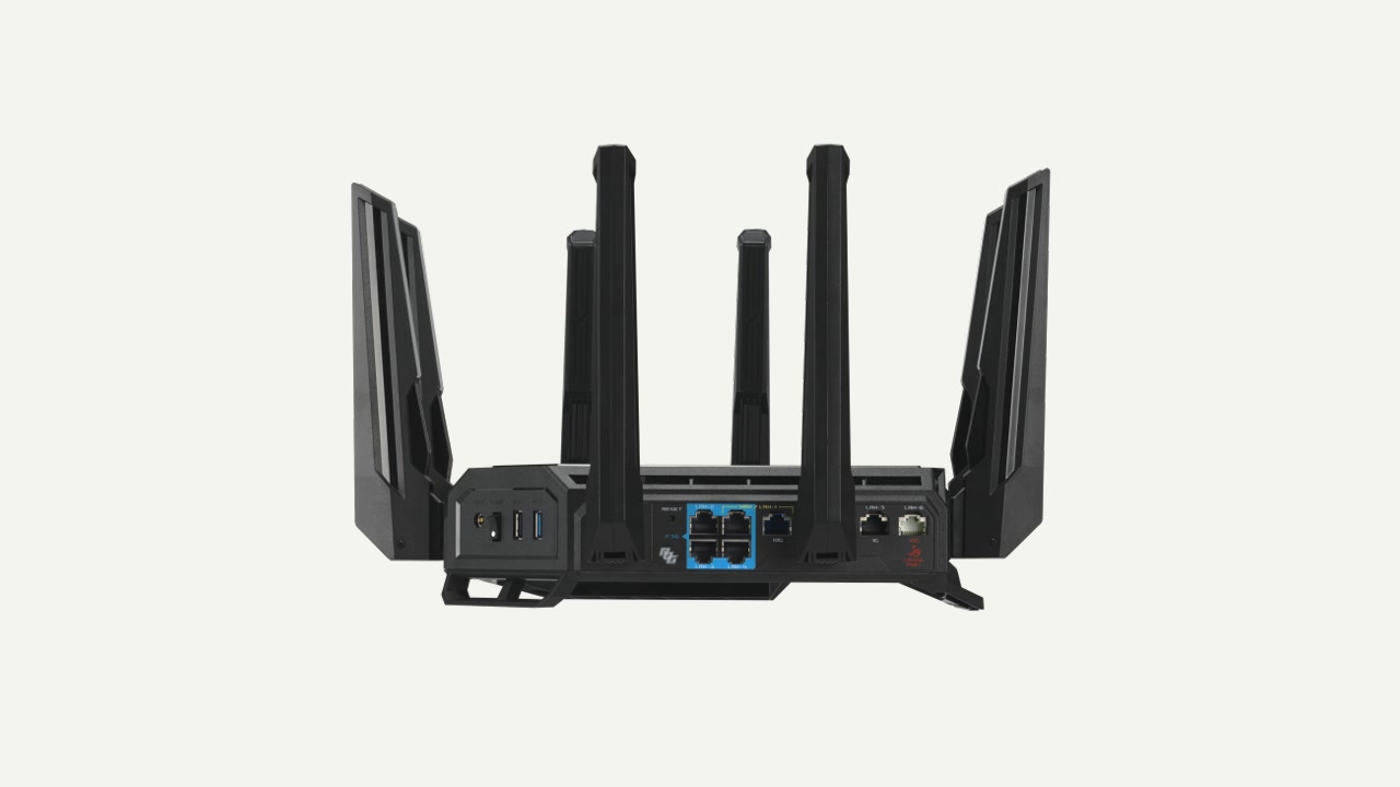 Le connessioni posteriori di ROG Rapture GT-BE98 nella galleria ASUS.