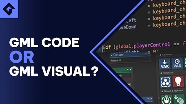 GameMaker presenta i due approcci alla programmazione: GML Code e GML Visual.