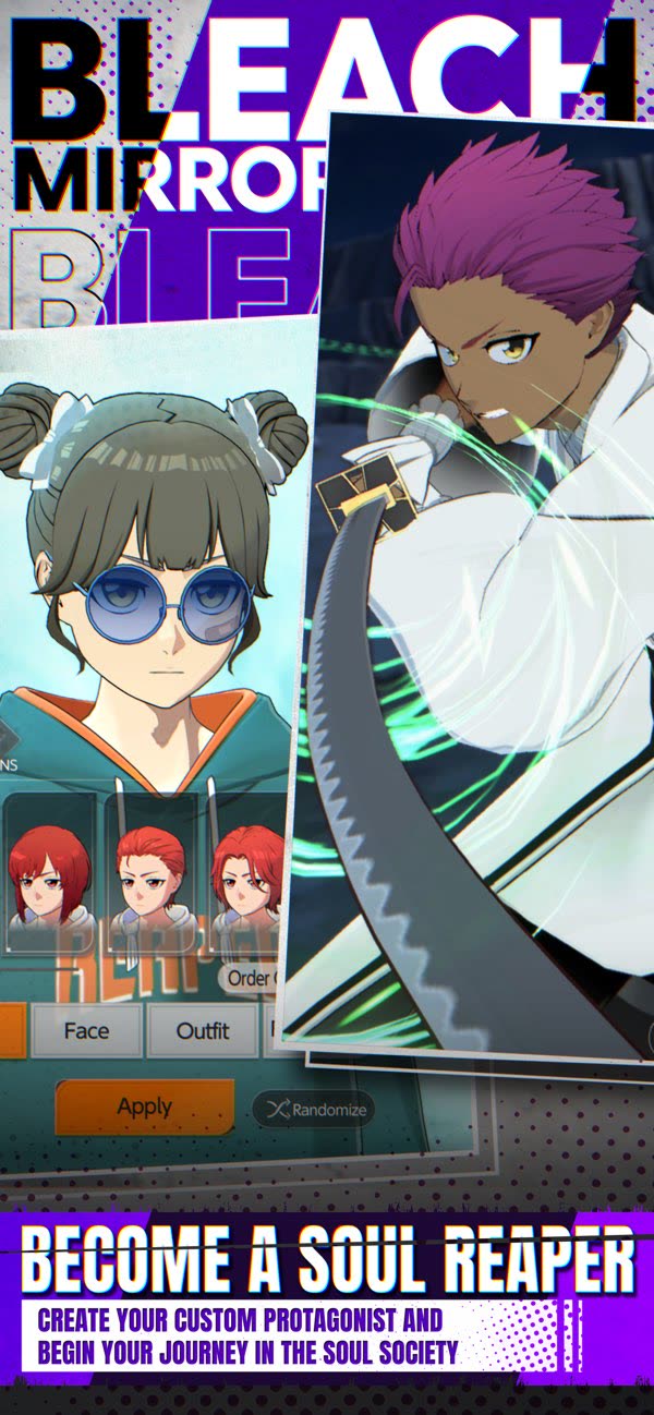 La personalizzazione del protagonista nei materiali ufficiali di BLEACH Mirrors High sull’App Store. ©Tite Kubo/Shueisha, TV TOKYO, dentsu, Pierrot; ©Bandai Namco Entertainment.