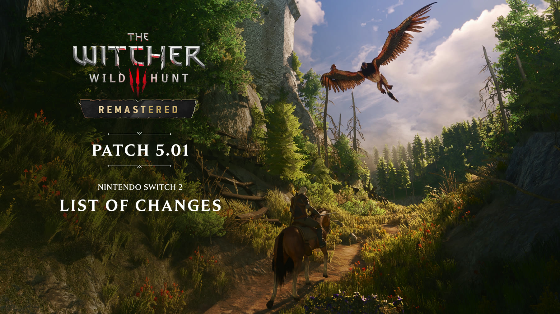 The Witcher 3 Remastered, immagine ufficiale dell’annuncio della patch per Switch 2. Immagine: CD Projekt RED.