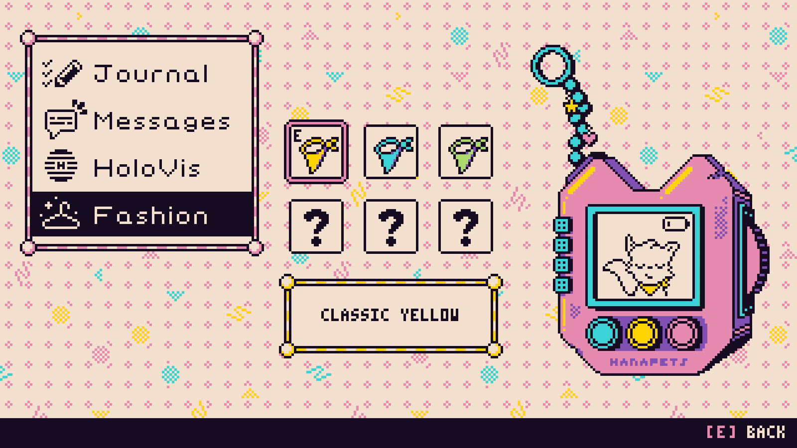 L’interfaccia dedicata agli animali digitali di Petal Runner: materiale ufficiale della pagina Steam.