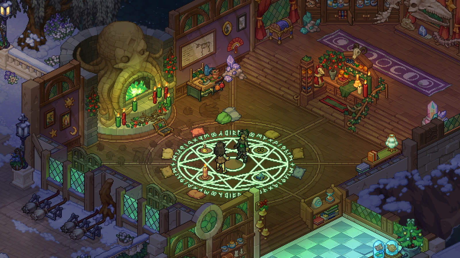 Una lezione di arti arcane nel college di Witchbrook: immagine ufficiale distribuita su Steam.