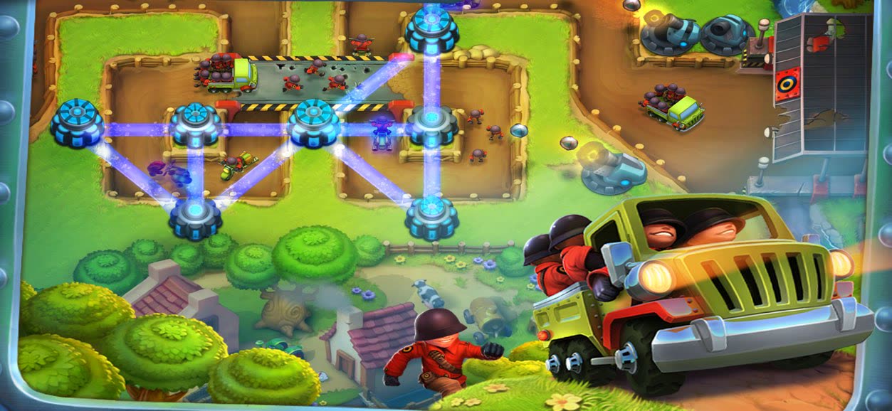 Uno scenario del tower defense Fieldrunners 2 nella galleria ufficiale App Store.