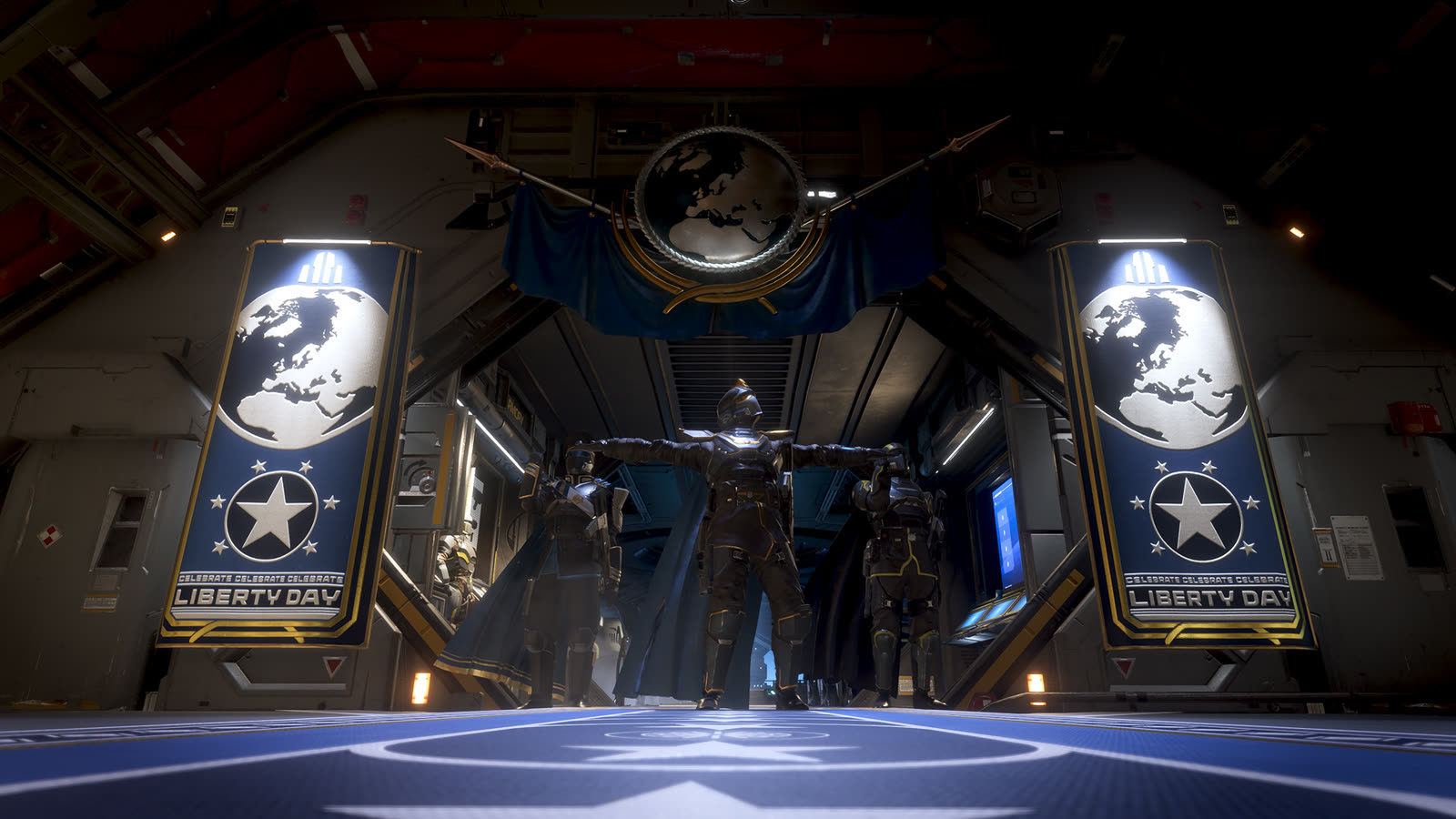 Le decorazioni del Super Destroyer preparate per il Liberty Day, da PlayStation Blog.