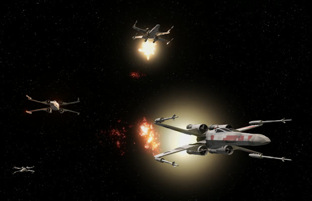 X-wing in combattimento nella galleria ufficiale di Fate of the Galaxy. Immagine: Fate of the Galaxy Dev Team.