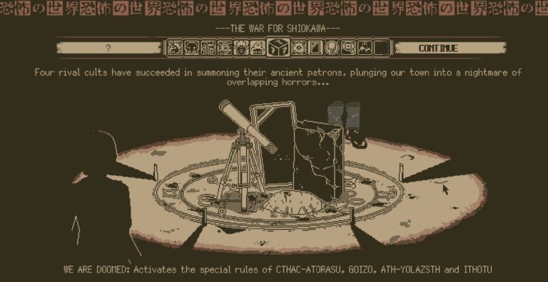THE WAR FOR SHIOKAWA nel materiale ufficiale di WORLD OF HORROR 1.2. Immagine: Ysbryd Games / Panstasz.