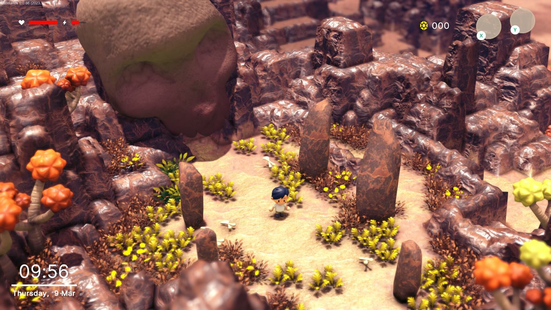 Esplorazione fra rocce e vegetazione in Littlelands. Schermata ufficiale: Apogee Entertainment.