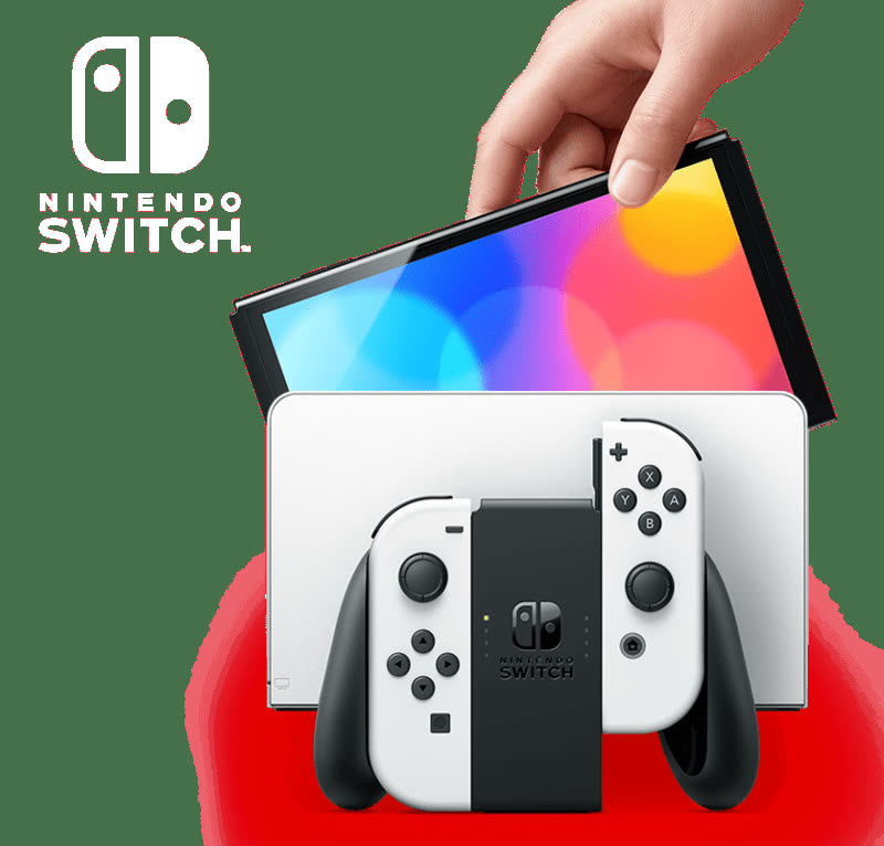 Nintendo Switch OLED in un’immagine ufficiale d’archivio. La diretta riguarda anche la famiglia Switch.