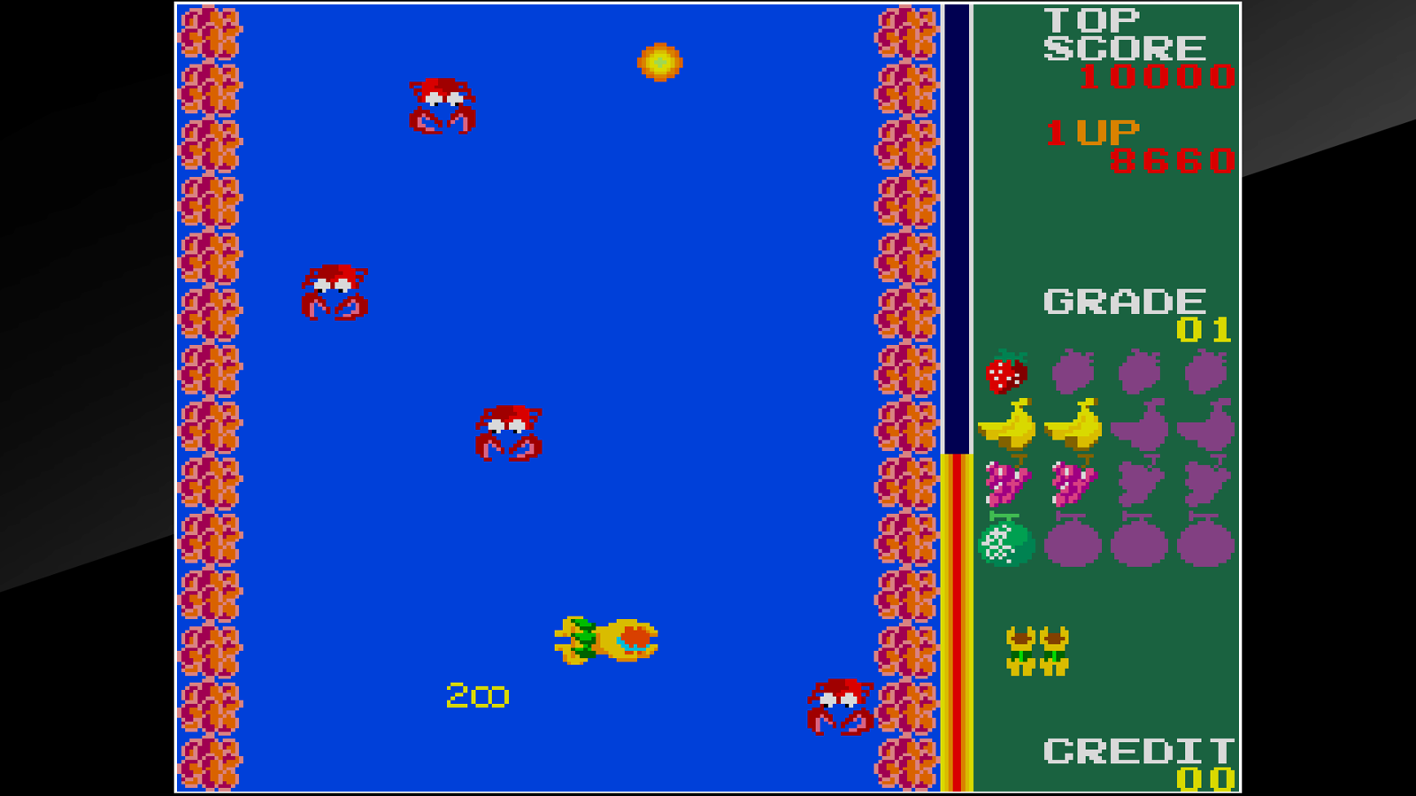 Una schermata ufficiale di SWIMMER: il gioco ripropone l’action arcade Tehkan del 1982.