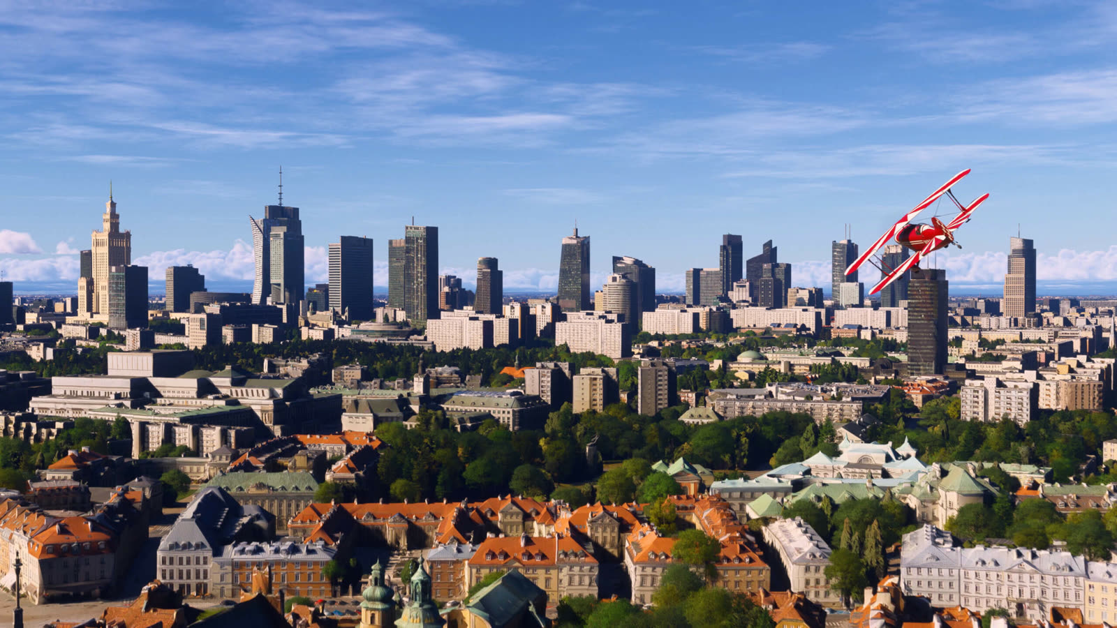 Varsavia nel World Update 23, in un’immagine ufficiale di Microsoft Flight Simulator 2024.