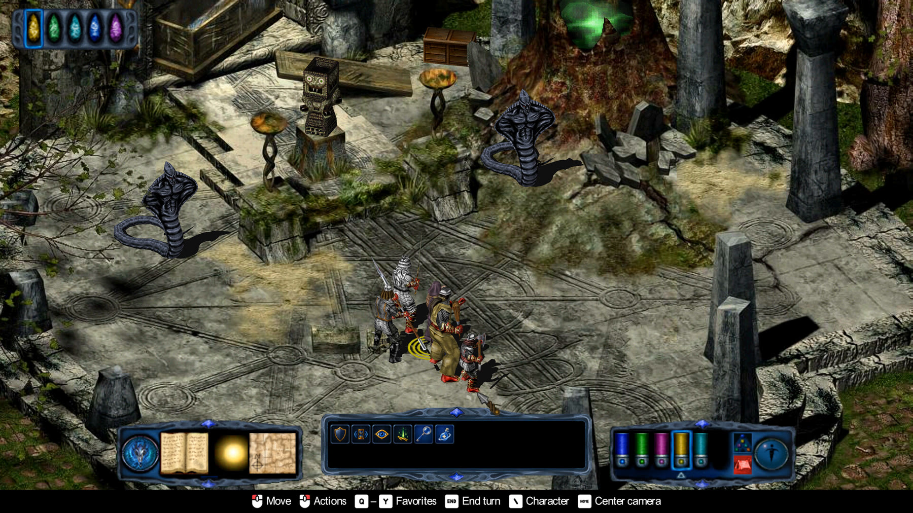Le rovine e l’interfaccia della riedizione di Pool of Radiance. Schermata promozionale ufficiale: SNEG.